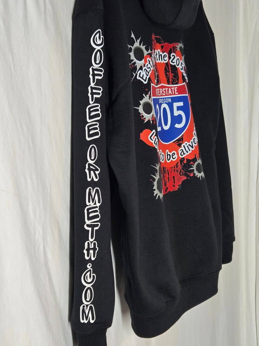 LIMITED EDITION GLOW IN THE DARK EAST OF I205 COFFEE OR METH,COM Hoody
